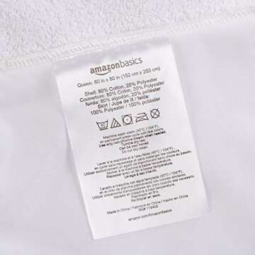 Amazon Basics Waterproof 18 inch Mattress Protector Queen Size, Breathable, Machine Washable, White