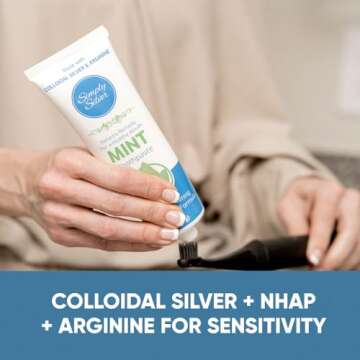 Simply Silver Toothpaste - Nano Hydroxyapatite & Colloidal Silver Natural Toothpaste & Oil Pull, Fluoride Free, Remineralizing & Sensitive Teeth New Formula, 4 oz (Mint)