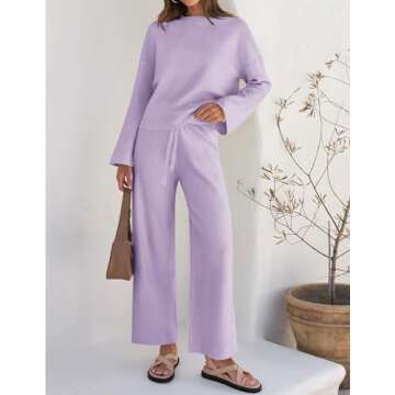 Stylish ZESICA Women's 2 Piece Lounge Set in Purple