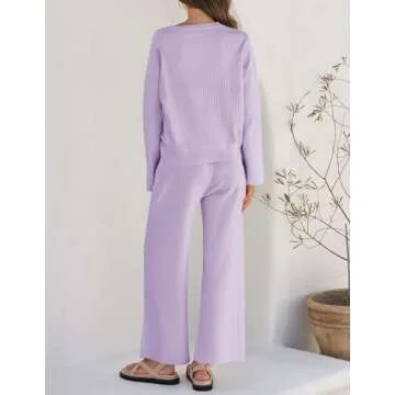 Stylish ZESICA Women's 2 Piece Lounge Set in Purple