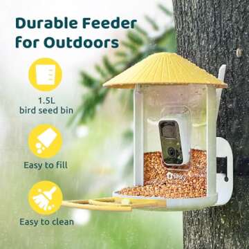 NETVUE by Birdfy Smart Bird Feeder with Camera, Bird Watching Camera Auto Capture Birds & Motion Detection, Outdoor 1080P Bird Feeder Camera with Solar Panel, Present for Bird Lover (Solar Yellow)