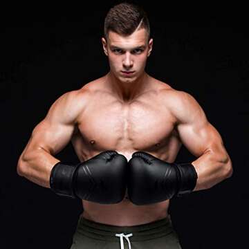 Trideer Pro Grade Boxing Gloves for Men & Women, Kickboxing Bagwork Gel Sparring Training Gloves, Muay Thai Style Punching Bag Mitts, Fight Gloves (Black, 8 oz)