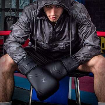 Trideer Pro Grade Boxing Gloves for Men & Women, Kickboxing Bagwork Gel Sparring Training Gloves, Muay Thai Style Punching Bag Mitts, Fight Gloves (Black, 8 oz)