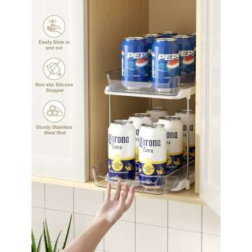 Delamu 2 Sets of 2-Tier Multi-Purpose Bathroom Under Sink Organizers and Storage, Stackable Kitchen Pantry Organization, Pull Out Medicine Cabinet Organizer with 8 Movable Dividers