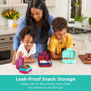 Bentgo Kids Snack - 2 Compartment Leak-Proof Bento Box Container for Snacks and Small Meals, Easy-Op...