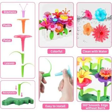 STEM Flower Garden Building Toy for Kids Aged 3-7