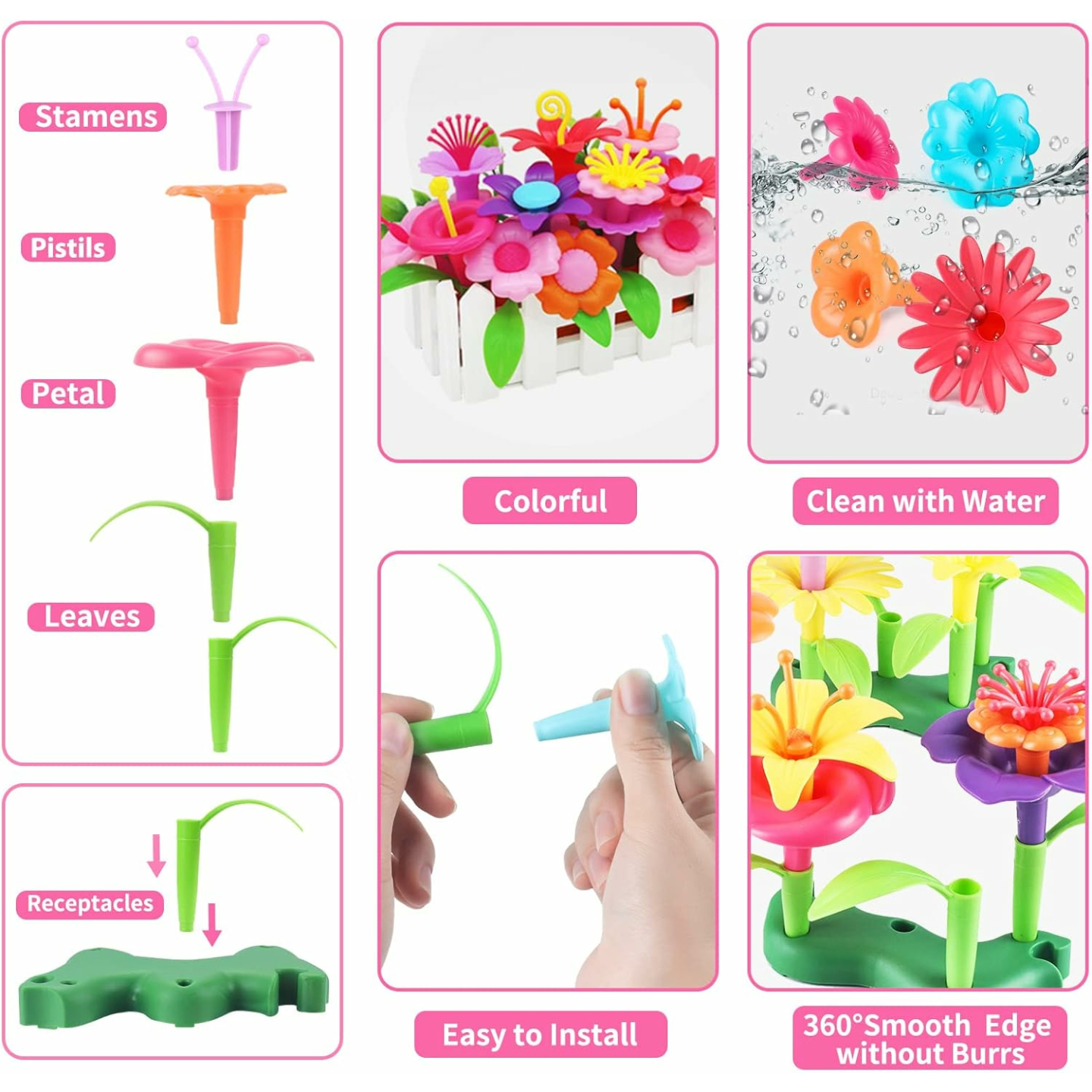 STEM Flower Garden Building Toy for Kids Aged 3-7