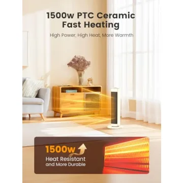 AIRMATE 25" Space Heater for Indoor Use Large Room, Ceramic Tower Electric Heater with Thermostat, Oscillating Room Heater with Timer, Remote Control, Overheat Protection Heater for Bedroom(Beige)