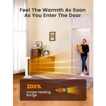 AIRMATE 25" Space Heater for Indoor Use Large Room, Ceramic Tower Electric Heater with Thermostat, Oscillating Room Heater with Timer, Remote Control, Overheat Protection Heater for Bedroom(Beige)