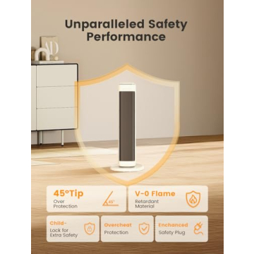 AIRMATE 25" Space Heater for Indoor Use Large Room, Ceramic Tower Electric Heater with Thermostat, Oscillating Room Heater with Timer, Remote Control, Overheat Protection Heater for Bedroom(Beige)