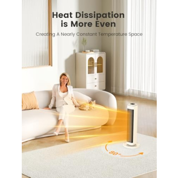 AIRMATE 25" Space Heater for Indoor Use Large Room, Ceramic Tower Electric Heater with Thermostat, Oscillating Room Heater with Timer, Remote Control, Overheat Protection Heater for Bedroom(Beige)