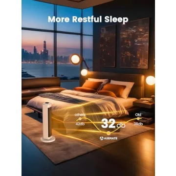 AIRMATE 25" Space Heater for Indoor Use Large Room, Ceramic Tower Electric Heater with Thermostat, Oscillating Room Heater with Timer, Remote Control, Overheat Protection Heater for Bedroom(Beige)