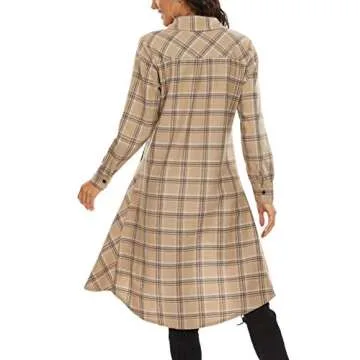 Stylish OLRAIN Women's Plaids Shirt Dress for All Seasons