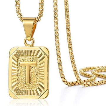 Trendsmax Gold Plated Letter T Pendant Necklace - Stylish Unisex Gift