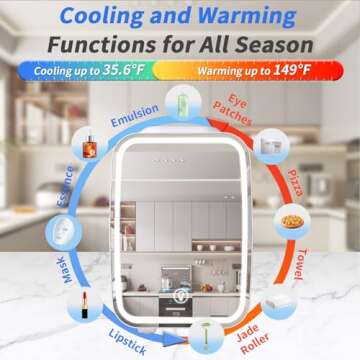 YASHE Mini Skincare Fridge with Dimmable LED Mirror, 4Liter/6 Cans Cooler and Warmer for Makeup, Cosmetic, Beauty, Food, Portable Small Refrigerator for Bedroom, Vanity, Office and Car- White