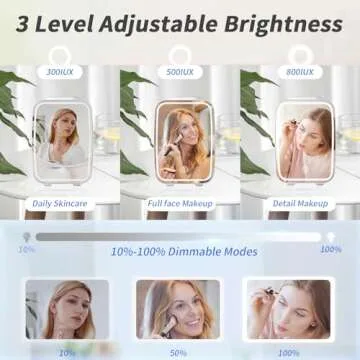 YASHE Mini Skincare Fridge with Dimmable LED Mirror, 4Liter/6 Cans Cooler and Warmer for Makeup, Cosmetic, Beauty, Food, Portable Small Refrigerator for Bedroom, Vanity, Office and Car- White