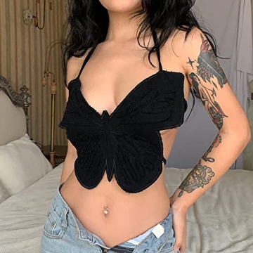 Stylish SFBBCLOZ Butterfly Crop Top for Women