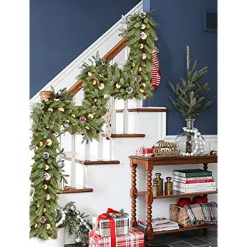 Artiflr 6Ft Christmas Garland, Artificial Pine Garland Holiday Decor for Outdoor or Indoor Home Garden Artificial Green Greenery, or Fireplaces Holiday Party Decorations (Green)