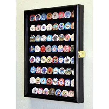 64 Casino Chip Coin Display Case UV Lockable Stylish Holder