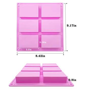 Silicone Soap Molds,6 Cavities Rectangle Silicone Molds for Homemade Craft Soap Mold, Cake Mold, Cho...