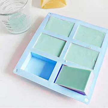 Silicone Soap Molds,6 Cavities Rectangle Silicone Molds for Homemade Craft Soap Mold, Cake Mold, Chocolate Mold ＆ Ice Cube Tray -Molds Set of 3(Blue & Purple& Pink).