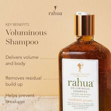 Rahua Voluminous Shampoo, 9.3 Fl Oz, Organic Volumizing Sulfate Free Shampoo, Natural, Plant Based D...