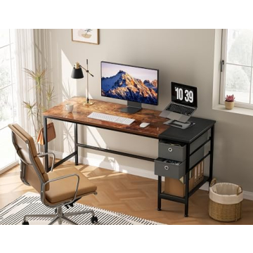 HOMIDEC Office Desk with Drawers 55 inch for Home Office