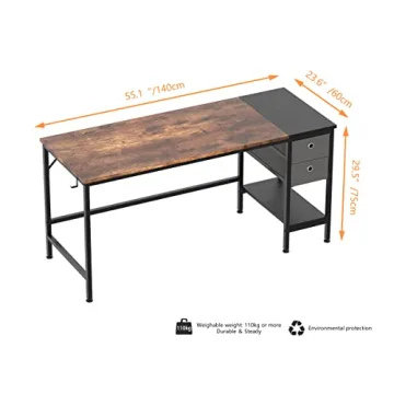 HOMIDEC Office Desk with Drawers 55 inch for Home Office