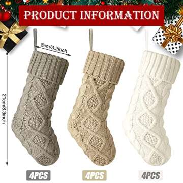 Hungdao 12 Pcs Christmas Stockings Mini Knitted Xmas Stockings Set for Festive Decor