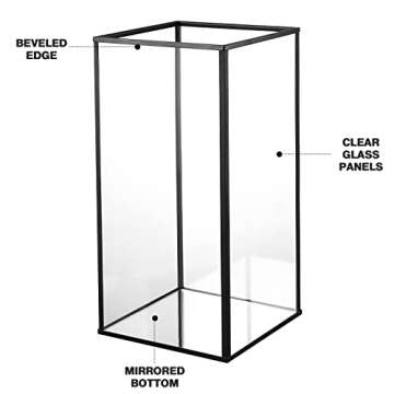 Phosphor Large Hurricane Candle Holder Set of 3 PCS, Black Glass Candle Holder for Wedding, Party, Holiday.