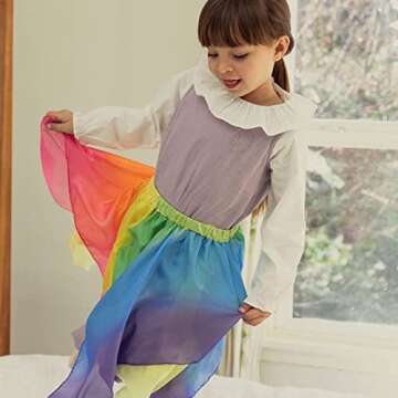 Rainbow Skirt by Sarah's Silks, 100% Silk, 28" Long Fairy Costume for Kids and Toddlers | Bright Col...