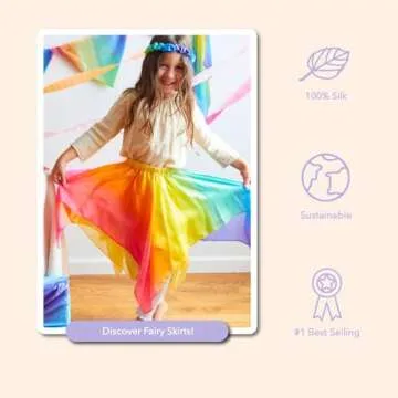 Rainbow Skirt by Sarah's Silks, 100% Silk, 28" Long Fairy Costume for Kids and Toddlers | Bright Colored Waldorf Dress Up Toys for Imaginative Play