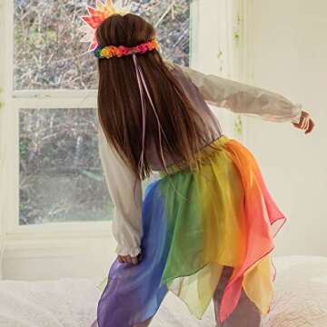 Rainbow Skirt by Sarah's Silks, 100% Silk, 28" Long Fairy Costume for Kids and Toddlers | Bright Colored Waldorf Dress Up Toys for Imaginative Play