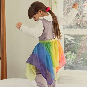 Rainbow Skirt by Sarah's Silks, 100% Silk, 28" Long Fairy Costume for Kids and Toddlers | Bright Colored Waldorf Dress Up Toys for Imaginative Play
