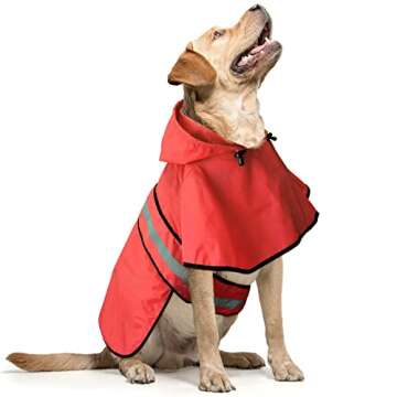 Reflective Dog Raincoats Hooded - Waterproof Lightweight Dog Raincoat Slicker Poncho, Adjustable Saf...