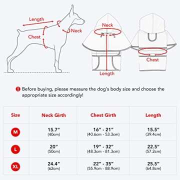 Reflective Dog Raincoats Hooded - Waterproof Lightweight Dog Raincoat Slicker Poncho, Adjustable Safety Dog Rain Coat Jacket for Small, Medium, Large Dogs (Medium, RED)