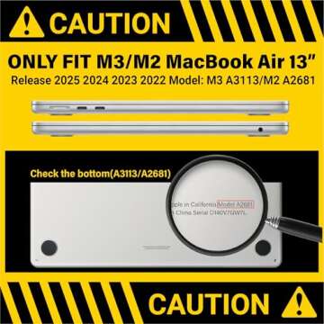 IBENZER Compatible with 2025 2024 2023 2022 MacBook Air 13 inch Case M3 A3113 M2 A2681, Hardshell Ca...