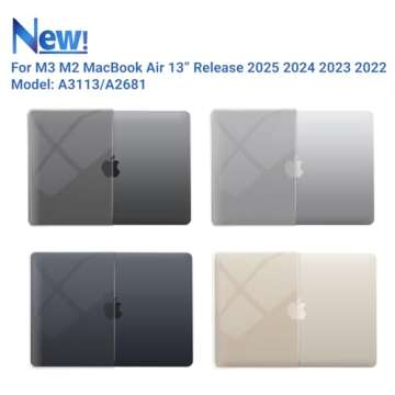 IBENZER Compatible with 2025 2024 2023 2022 MacBook Air 13 inch Case M3 A3113 M2 A2681, Hardshell Case & KeyboardCover & ScreenFilm & Type-C Adapter for Mac Air 13.6, Crystal Clear, AT13-KK-CYCL+2TC