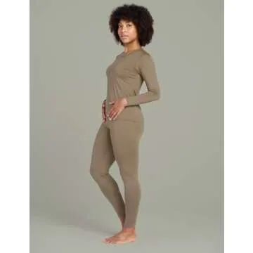 LAPASA Women's Thermal Underwear Set Fleece Lined Long Johns Top Shirt & Bottom Soft Base Layer Thermoflux 200 Warm Midweight Cold Weather L41 X-Small Beige
