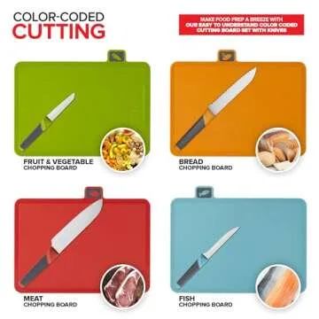 Modern Innovations Smart Cutting Boards and Knife Set, Self Cleaning Cutting Board & Knives Holder, Color Coded Cutting Board Set With Knives, All-In-One Cleaning Knife and Cutting Board Set