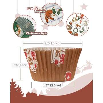Bake Choice Christmas Cupcake Liners - 400 Pcs Mini Muffin Liners, 12 Pcs Toppers for Xmas Party