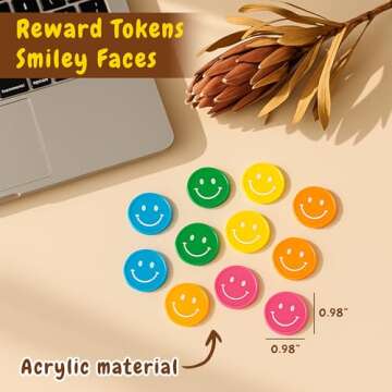 AMAQUANG 9" Magnetic Reward Jar for Kids with DIY Name, 45 Colorful Smiley Tokens, Behavior Chart fo...