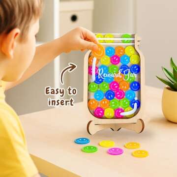 AMAQUANG Magnetic Reward Jar with DIY Nameplate & Tokens