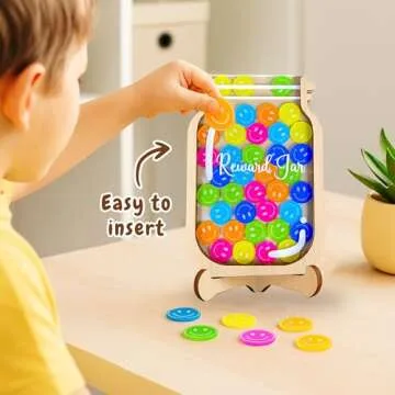 AMAQUANG Magnetic Reward Jar with DIY Nameplate & Tokens