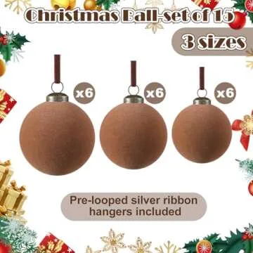 Foilswirl 18 Pcs Velvet Christmas Balls - Elegant Ornaments