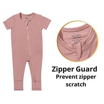 GUISBY Rayon made from bamboo Baby Footless Pajamas, Short Sleeve with Zipper Rompers Sleeper Peach ...