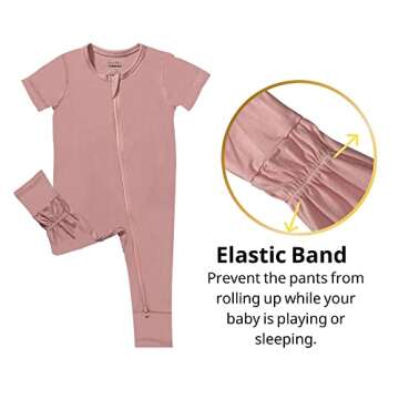 GUISBY Rayon made from bamboo Baby Footless Pajamas, Short Sleeve with Zipper Rompers Sleeper Peach 18-24 Months