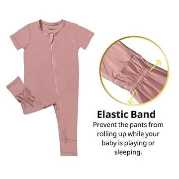 GUISBY Rayon made from bamboo Baby Footless Pajamas, Short Sleeve with Zipper Rompers Sleeper Peach 18-24 Months