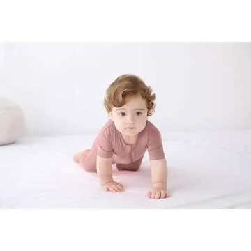 GUISBY Rayon made from bamboo Baby Footless Pajamas, Short Sleeve with Zipper Rompers Sleeper Peach 18-24 Months