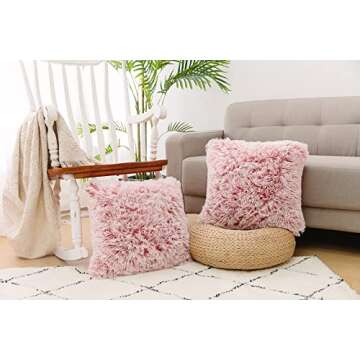 NordECO HOME Luxury Soft Faux Fur Fleece Cushion Cover Pillowcase Decorative Throw Pillows Covers, N...